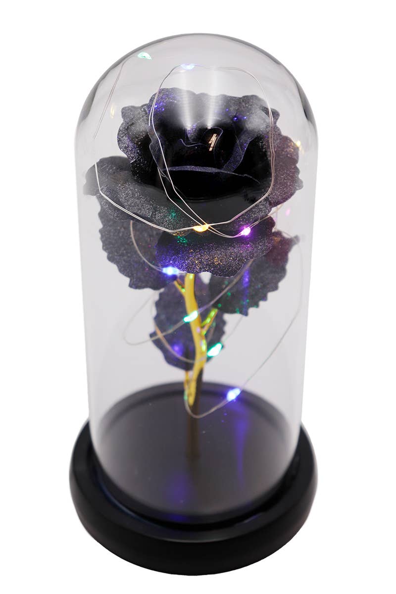 Gothic Black Glitter Galaxy Rose Dome