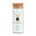 Birthstone Bottle Necklace - Gold - December/Blue Zircon