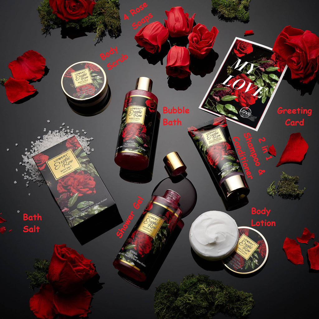 Exotic Rose Bath and Body Gift Basket