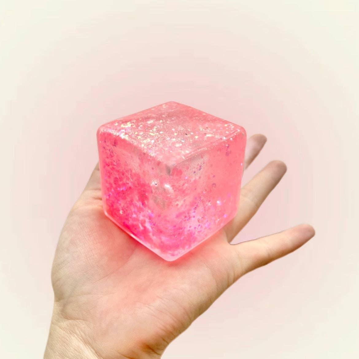 Glitter Ice Cube Squishy Toy Slow Rising Stress Relief Squeeze Toy
