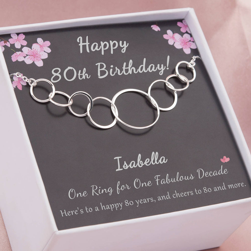 Happy 80th Birthday Sterling Silver Necklace Jewelry Set