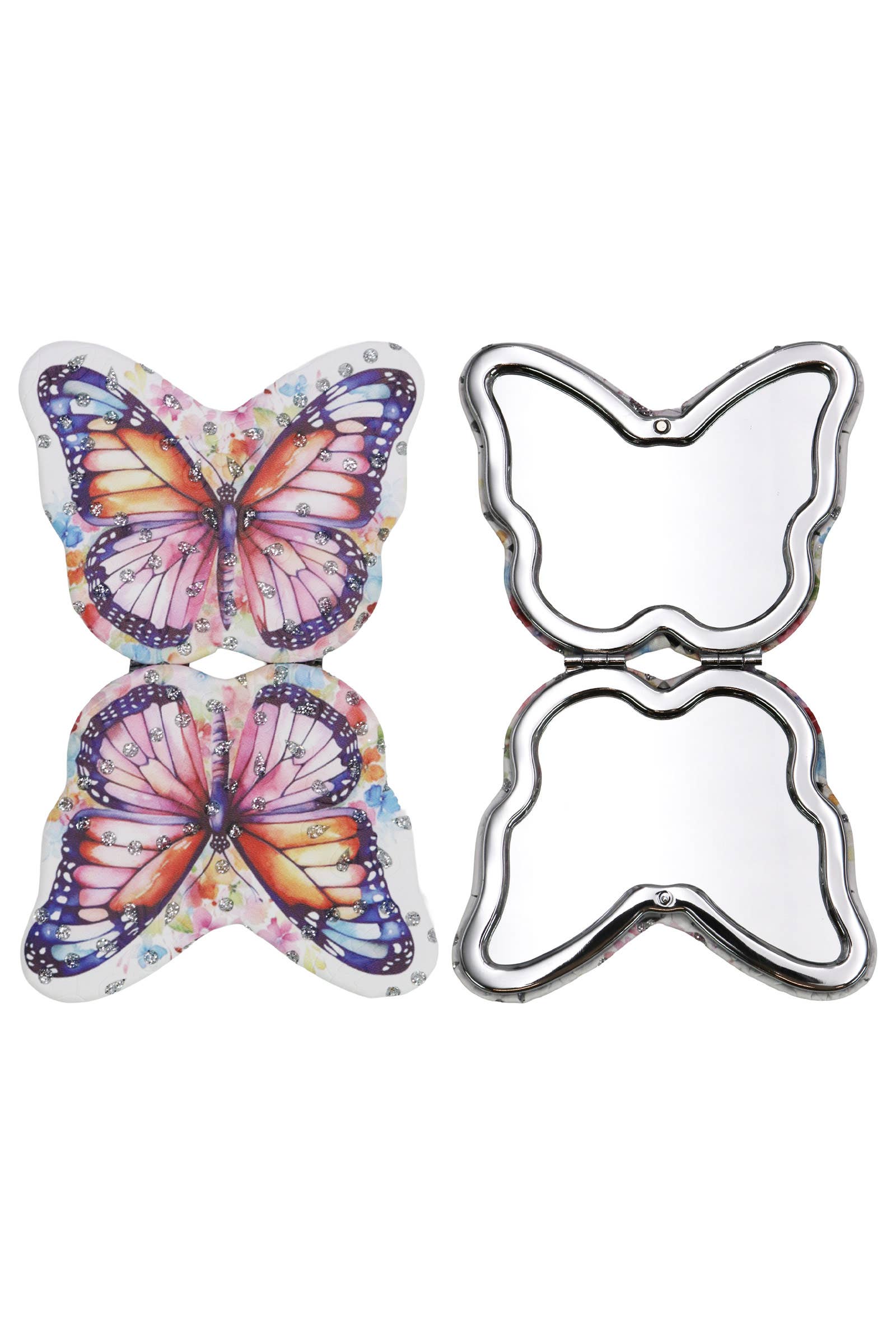 Butterfly Floral Cosmetic Compact Mirror