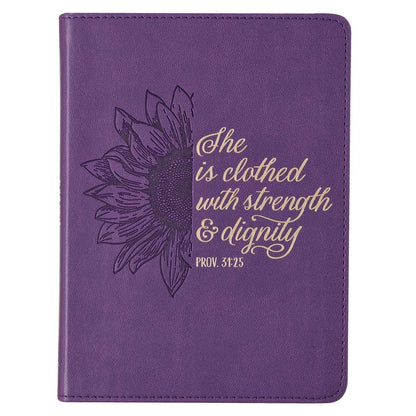 She is Clothed..Purple Sunflower Faux Leather Journal