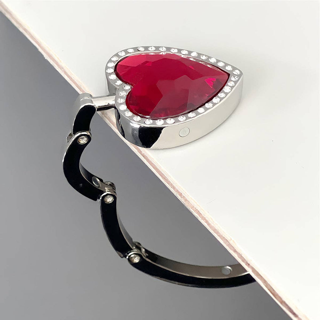 Wrapables Heart Shaped Purse Hook Hanger with Rhinestones: Pink