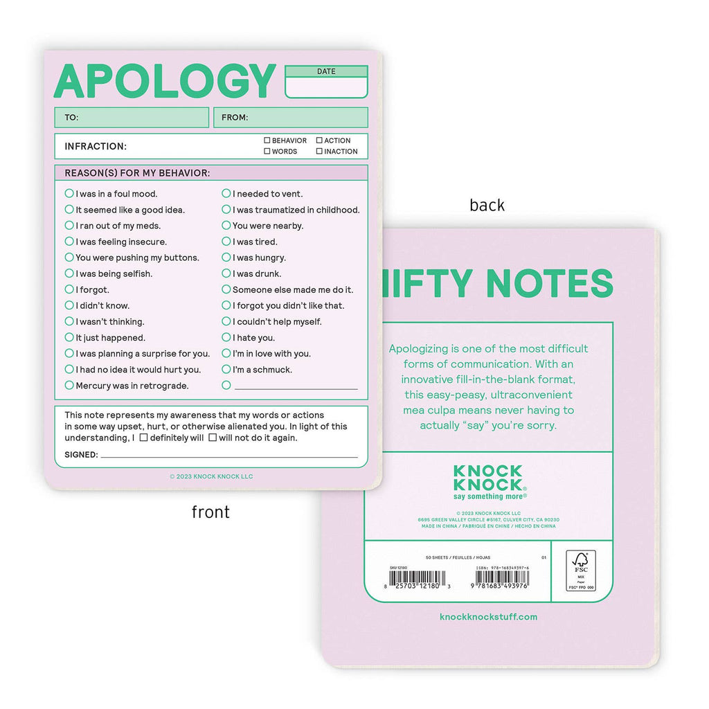 Apology Nifty Note Pad