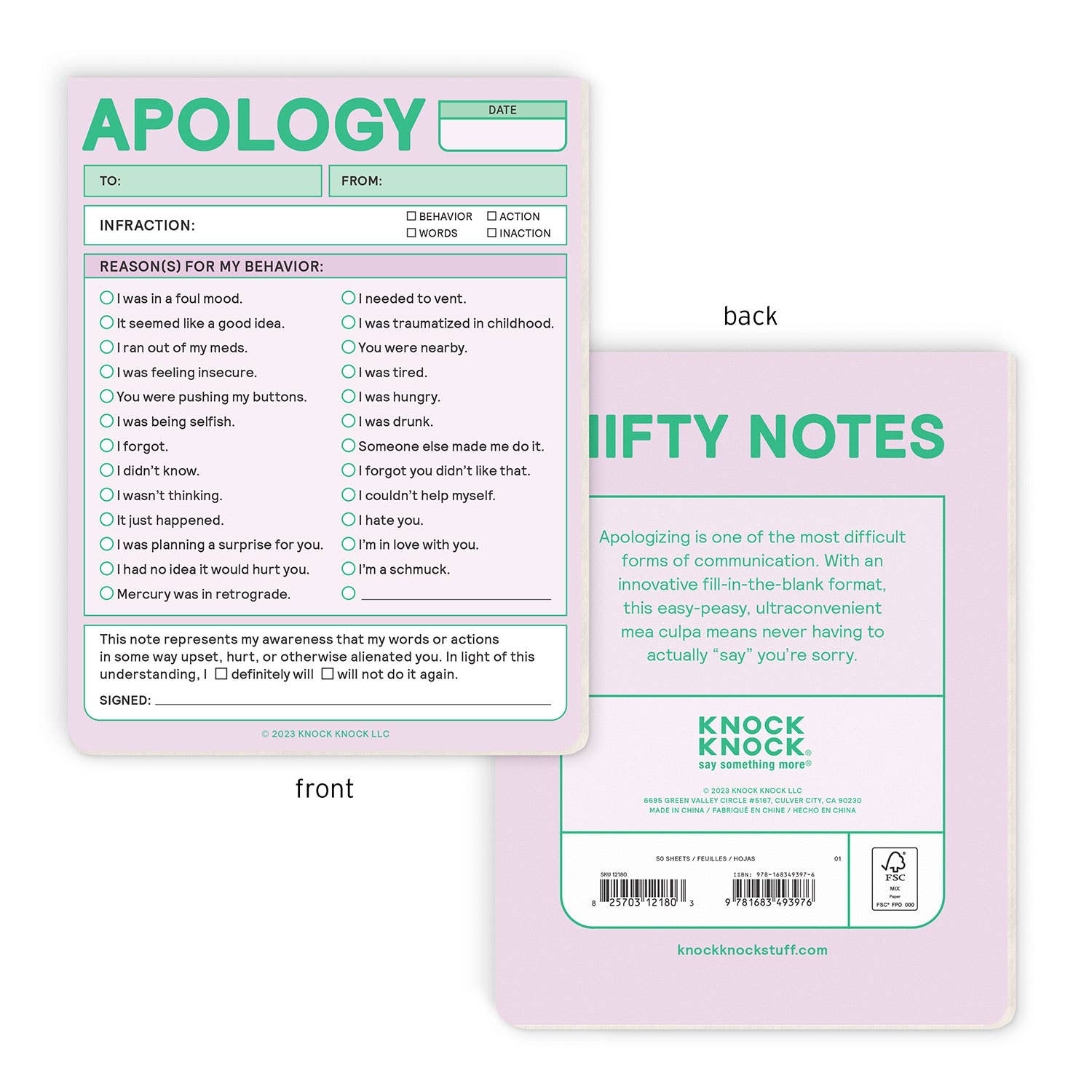 Apology Nifty Note Pad