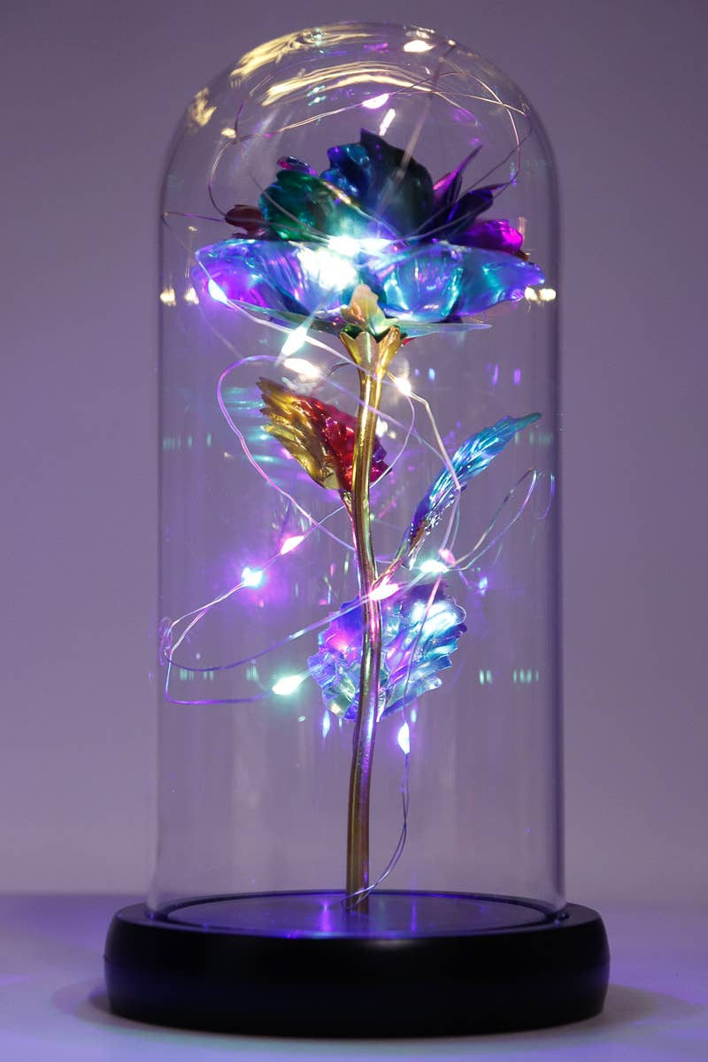 Galaxy Rose Glass Dome LED Blue