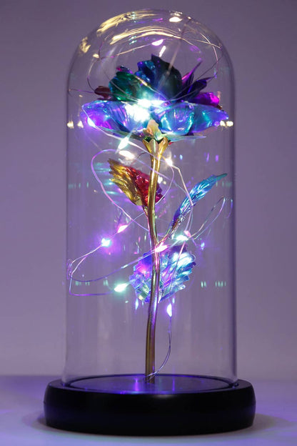 Galaxy Rose Glass Dome LED Blue