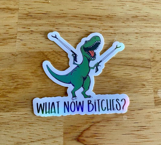 T-Rex Sticker What Now Bitches Sticker