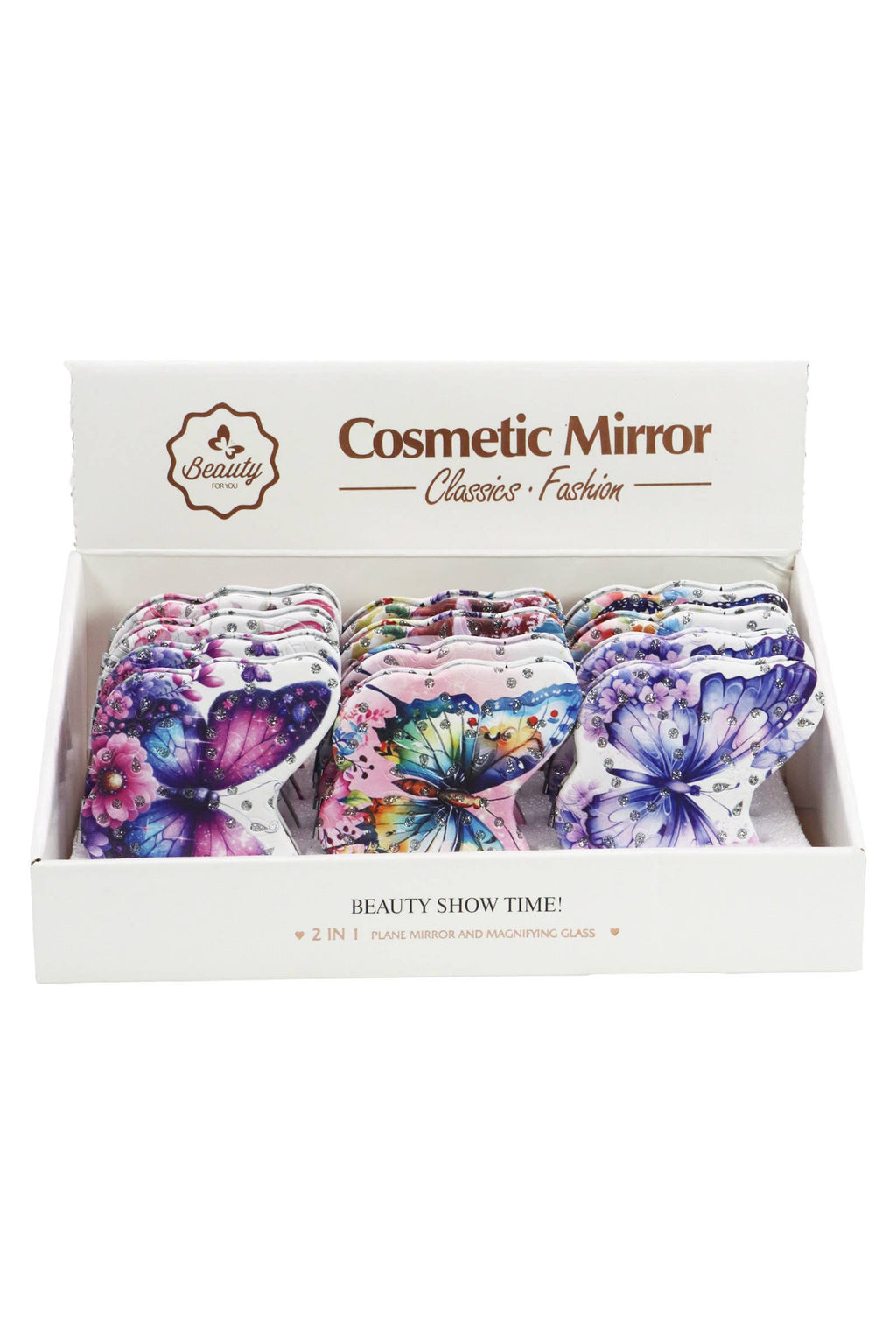 Butterfly Floral Cosmetic Compact Mirror