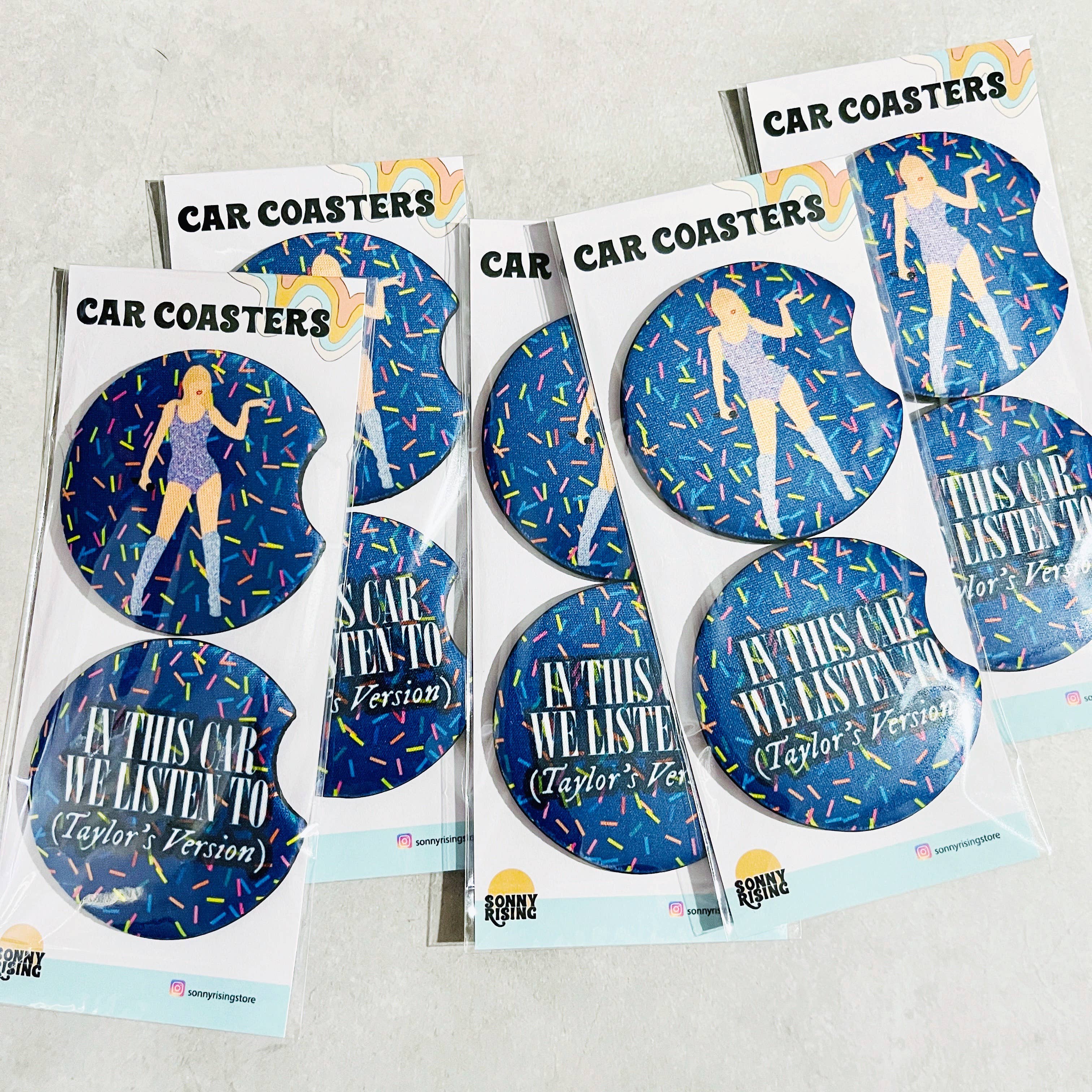 In This Car We Listen To Taylor's Version 2 Car Coasters