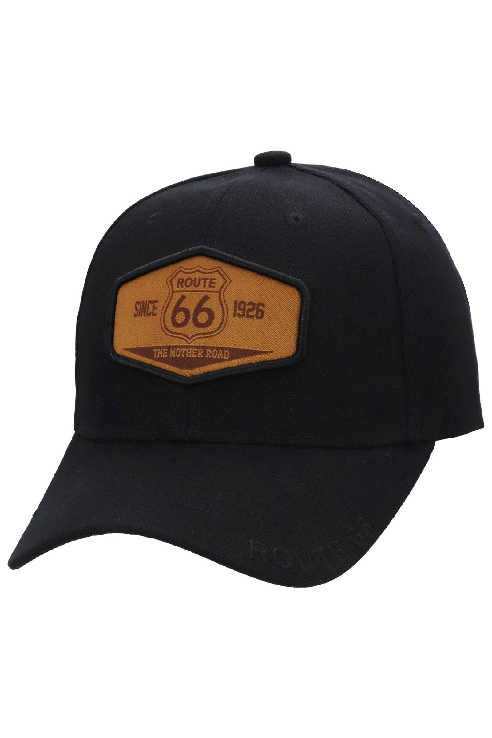 Historic Route 66 Emblem Velcro Black/Tan Baseball Cap