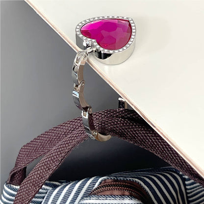 Wrapables Heart Shaped Purse Hook Hanger with Rhinestones: Pink
