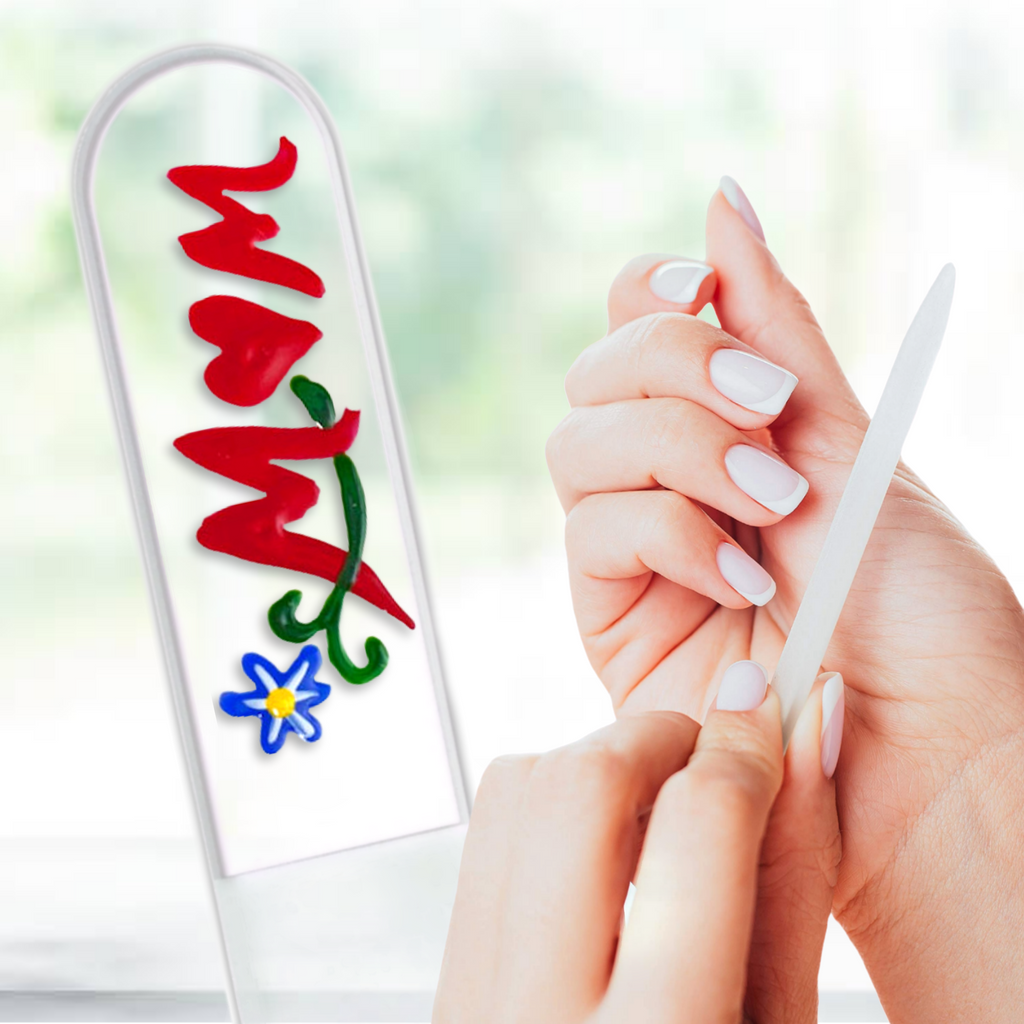 Mom Flowers Mother's Day Gift Hand Painted Crystal Nail File: Medium