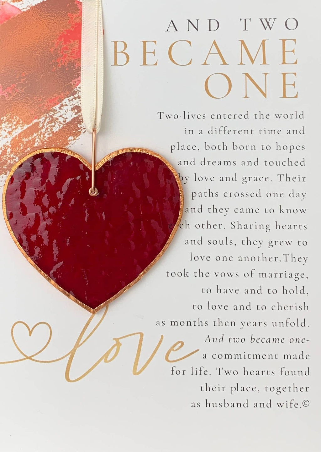 Two Became One Wedding Gift: Stained Glass Red Heart
