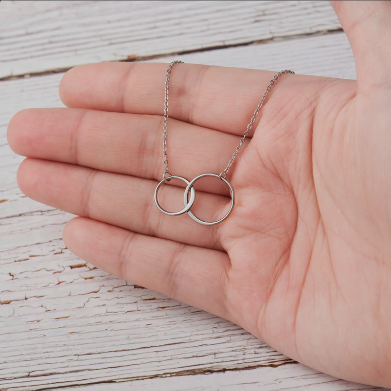Happy 50th Birthday Card and Infinity Ring Necklace Jewelry: Rose Gold