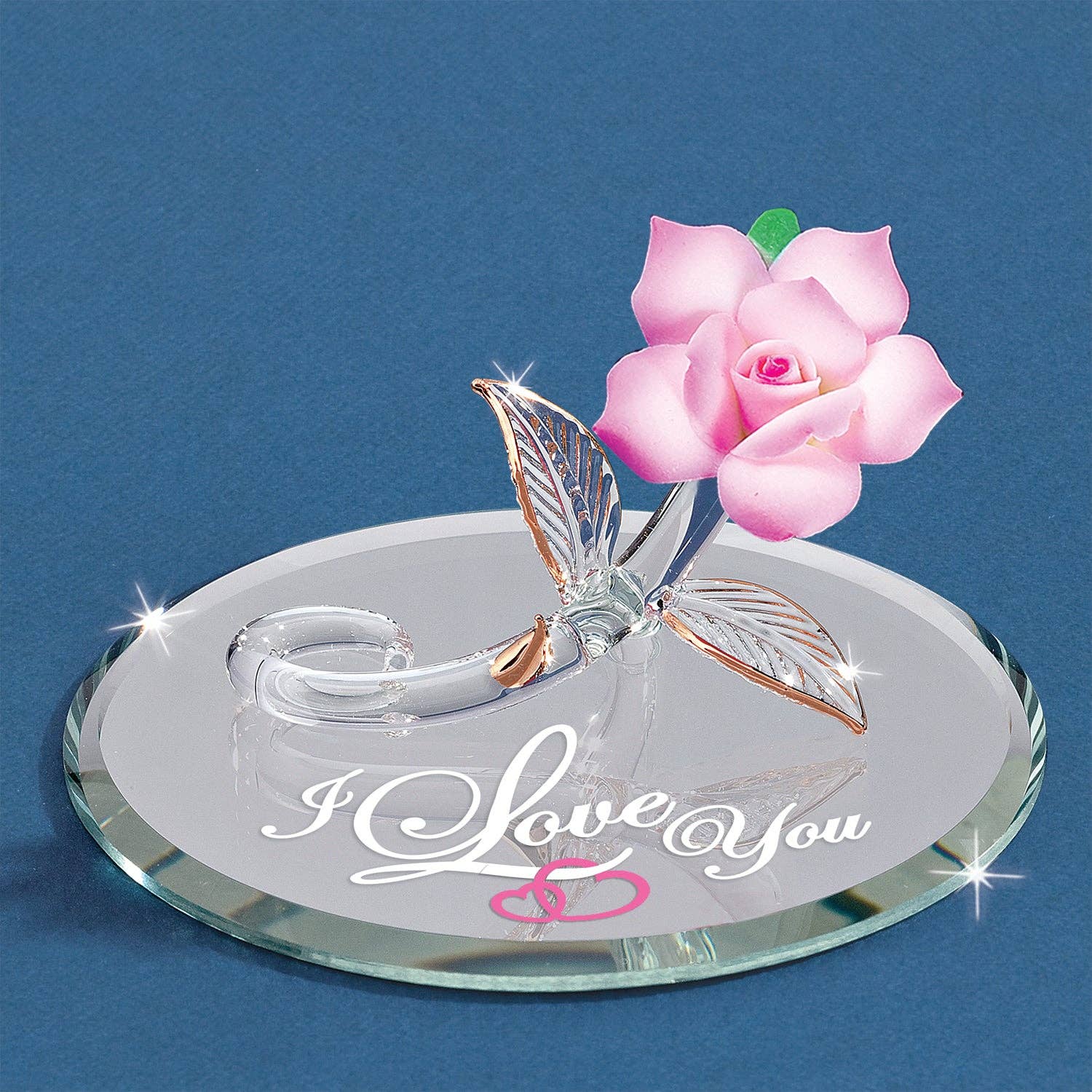 "I Love You" Pink Glass Rose