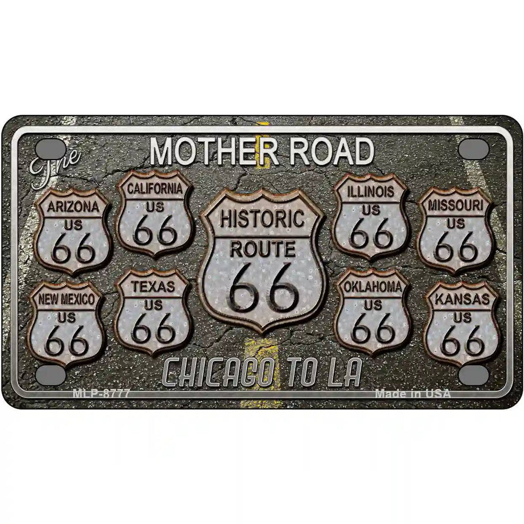 Route 66 Black Top Metal Novelty License Plate
