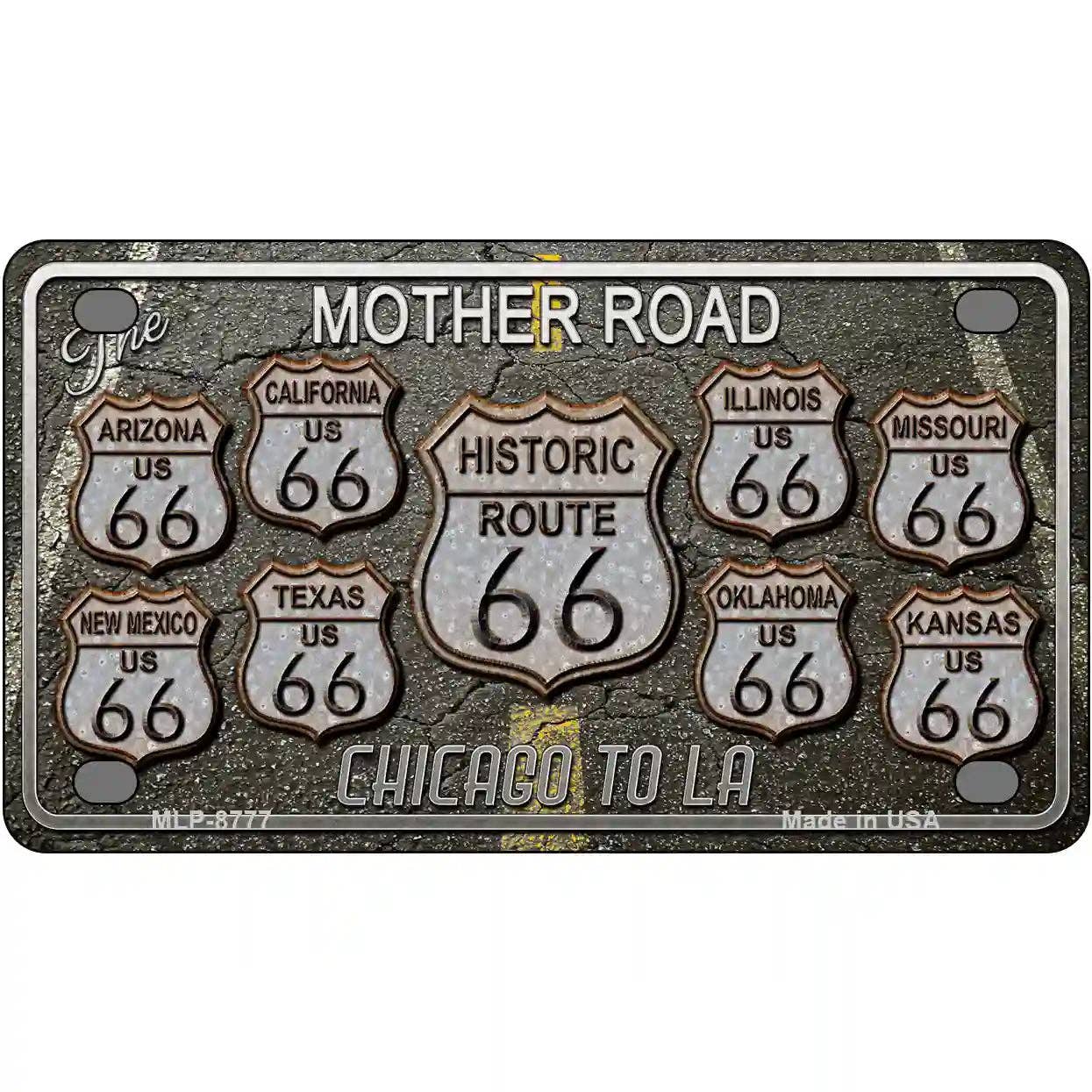 Route 66 Black Top Metal Novelty License Plate