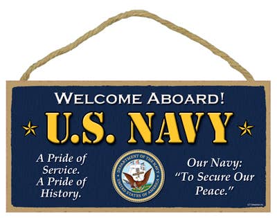 Welcome Aboard! US Navy Wood Sign