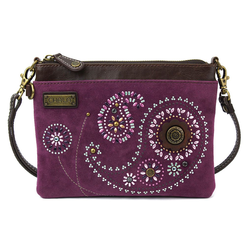 Paisley Dazzled Mini Crossbody Purple