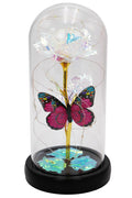 Butterfly Galaxy Iridescent Rose Glass Dome LED