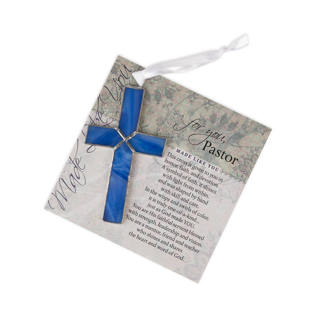 Pastor Appreciation Gift Blue Stained Glass Cross