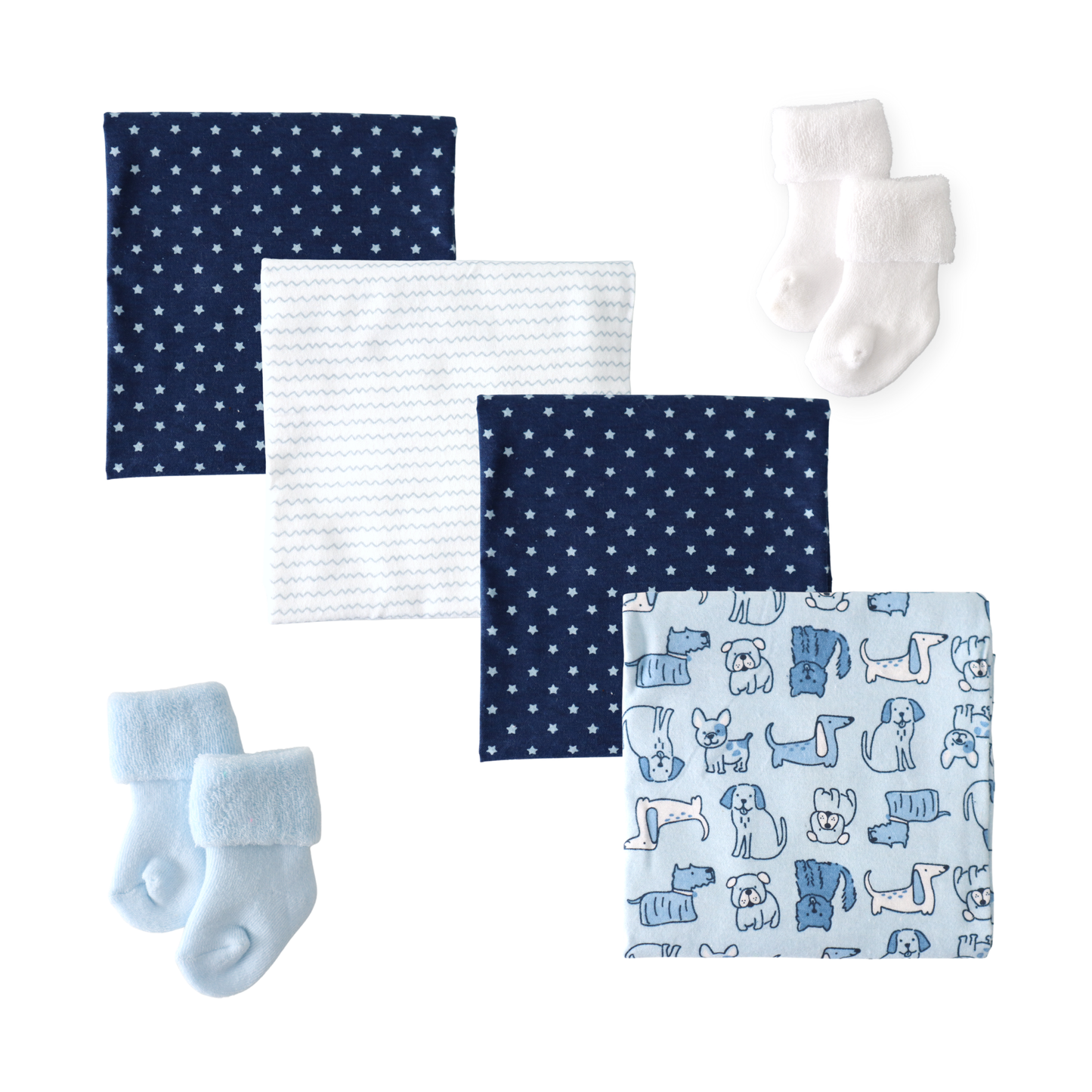 Baby Boy Receiving Blanket & Sock Cupcake Gift Set