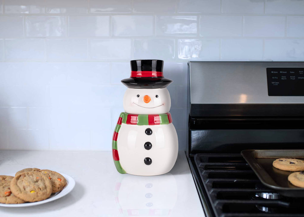 Snowman Scarf Dolomite Cookie Jar
