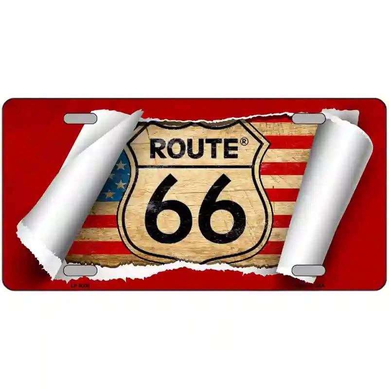 Route 66 Scroll Metal Novelty License Plate