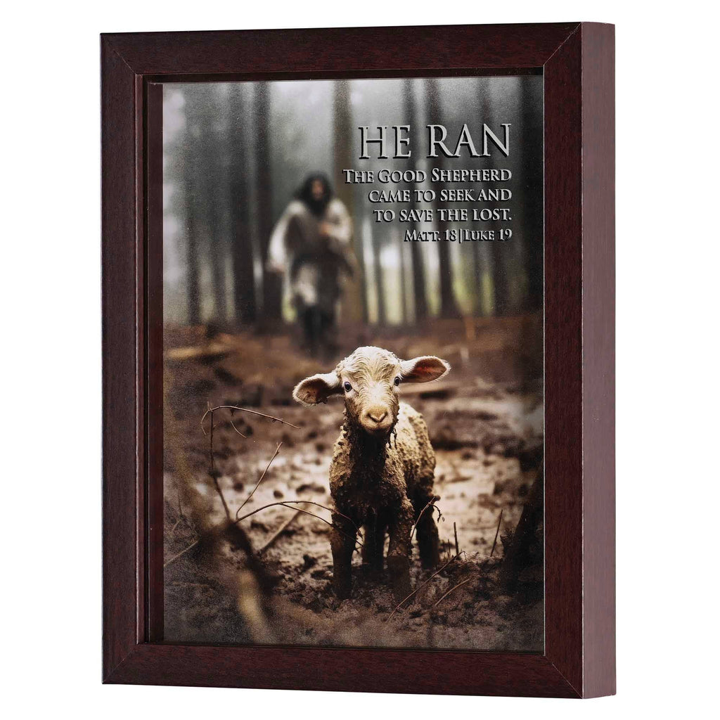 Framed Art Lamb He Ran Matt 18:12-14