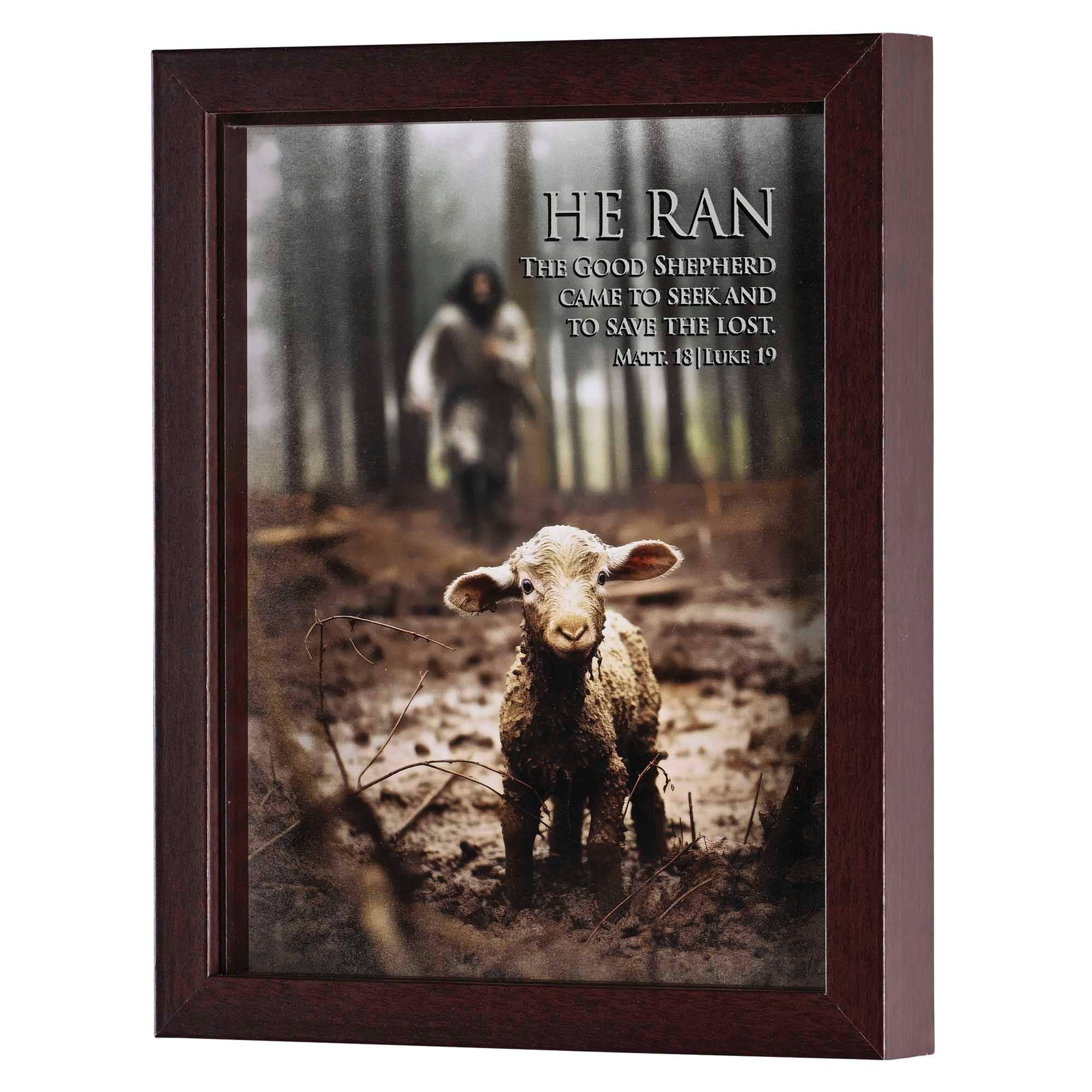 Framed Art Lamb He Ran Matt 18:12-14
