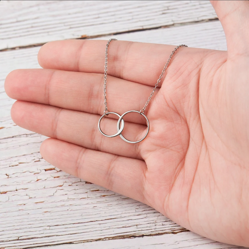 Happy 50th Birthday Card and Infinity Ring Necklace Jewelry: Rose Gold