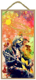 Kurt Cobain With Guitar Wood Sign