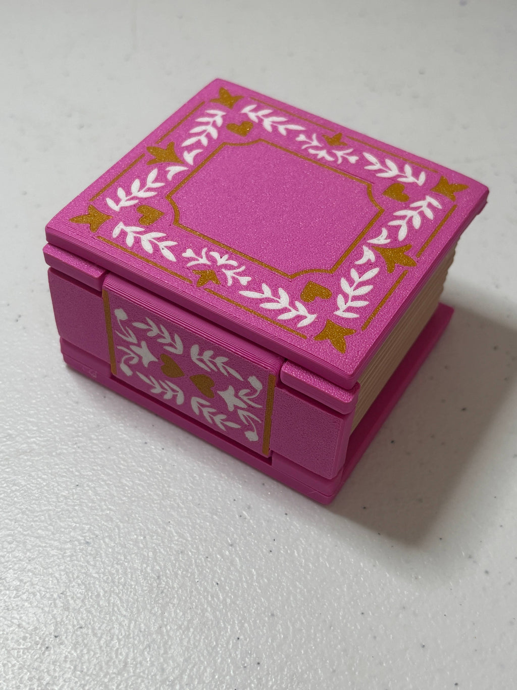 Book Shaped Trinket Box: Pink (hearts)