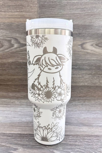 Highland Cow White Tumbler (Light Graphics)