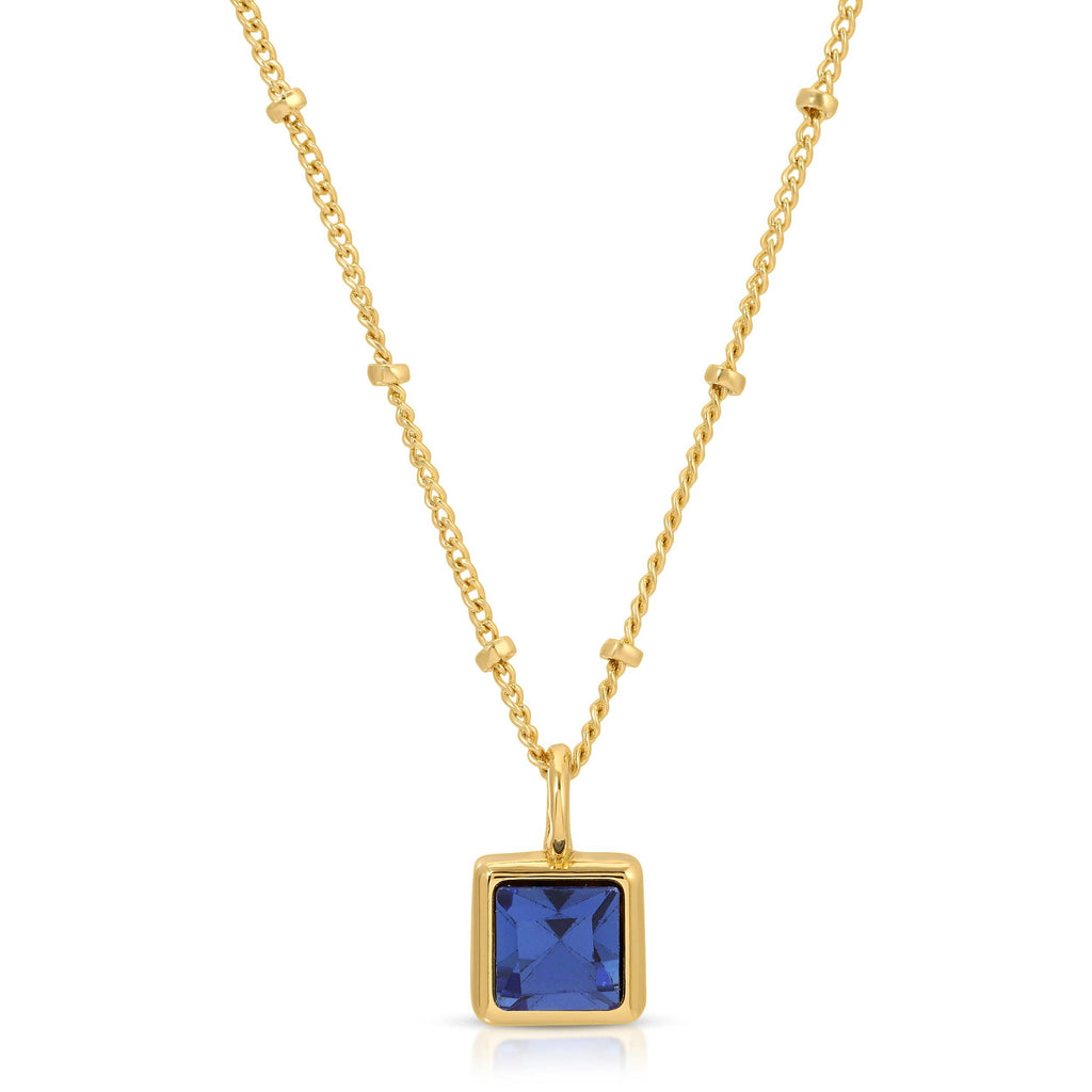 Birthstone Bottle Necklace - Gold - December/Blue Zircon
