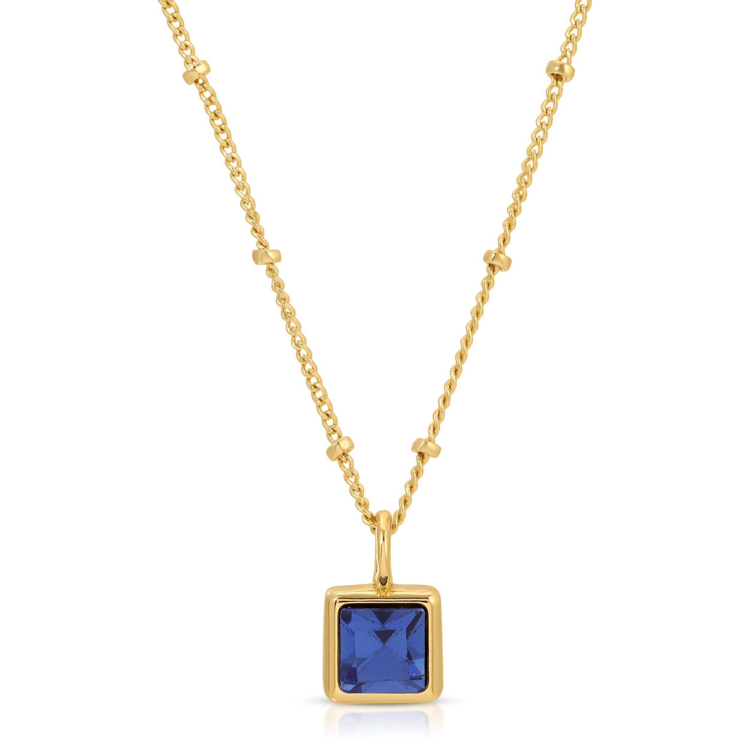 Birthstone Bottle Necklace - Gold - December/Blue Zircon