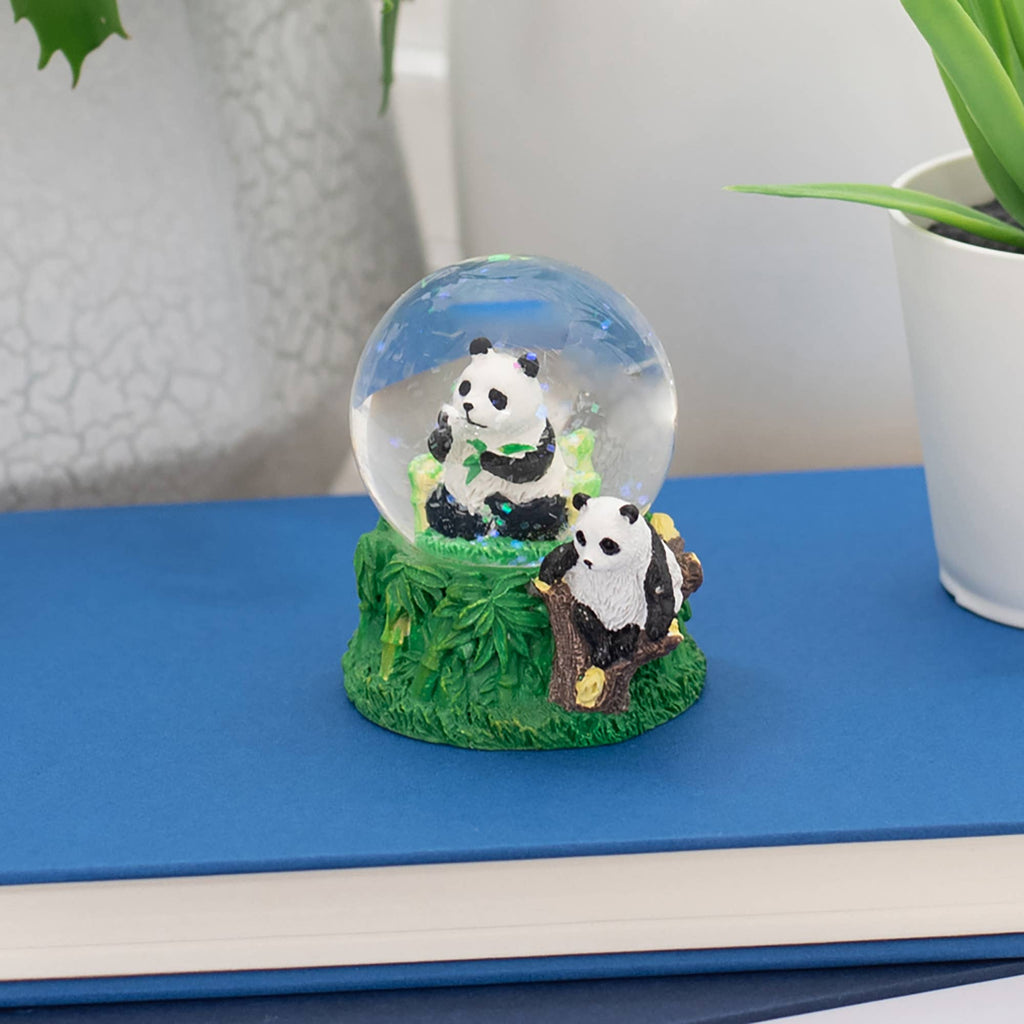 Bamboo Panda 3" x 3" Miniature Resin Stone Snow Globe