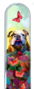 Bulldog Puppy  Dog Flowers 3D Pet Colored Crystal Nail File: Large