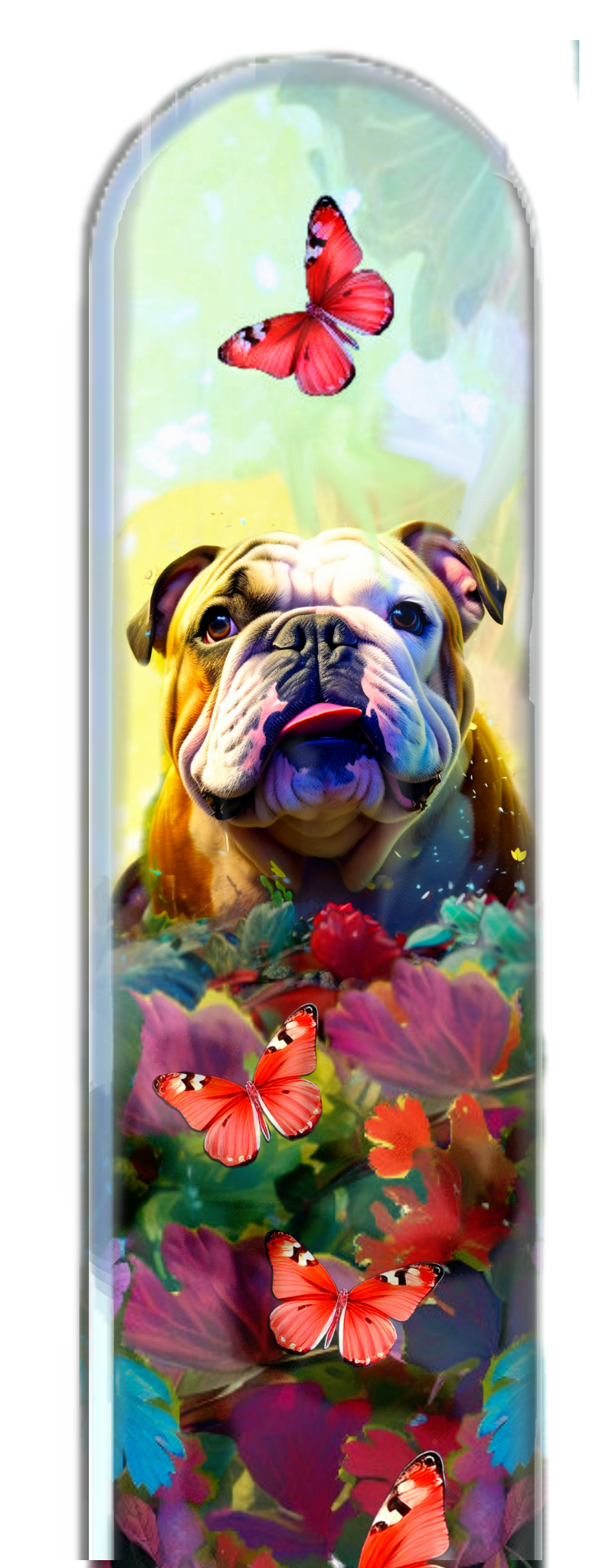 Bulldog Puppy  Dog Flowers 3D Pet Colored Crystal Nail File: Large