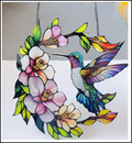 Hummingbird & Flowers Acrylic Suncatcher