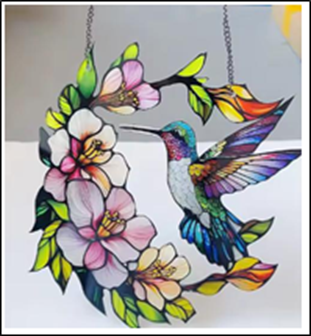 Hummingbird & Flowers Acrylic Suncatcher