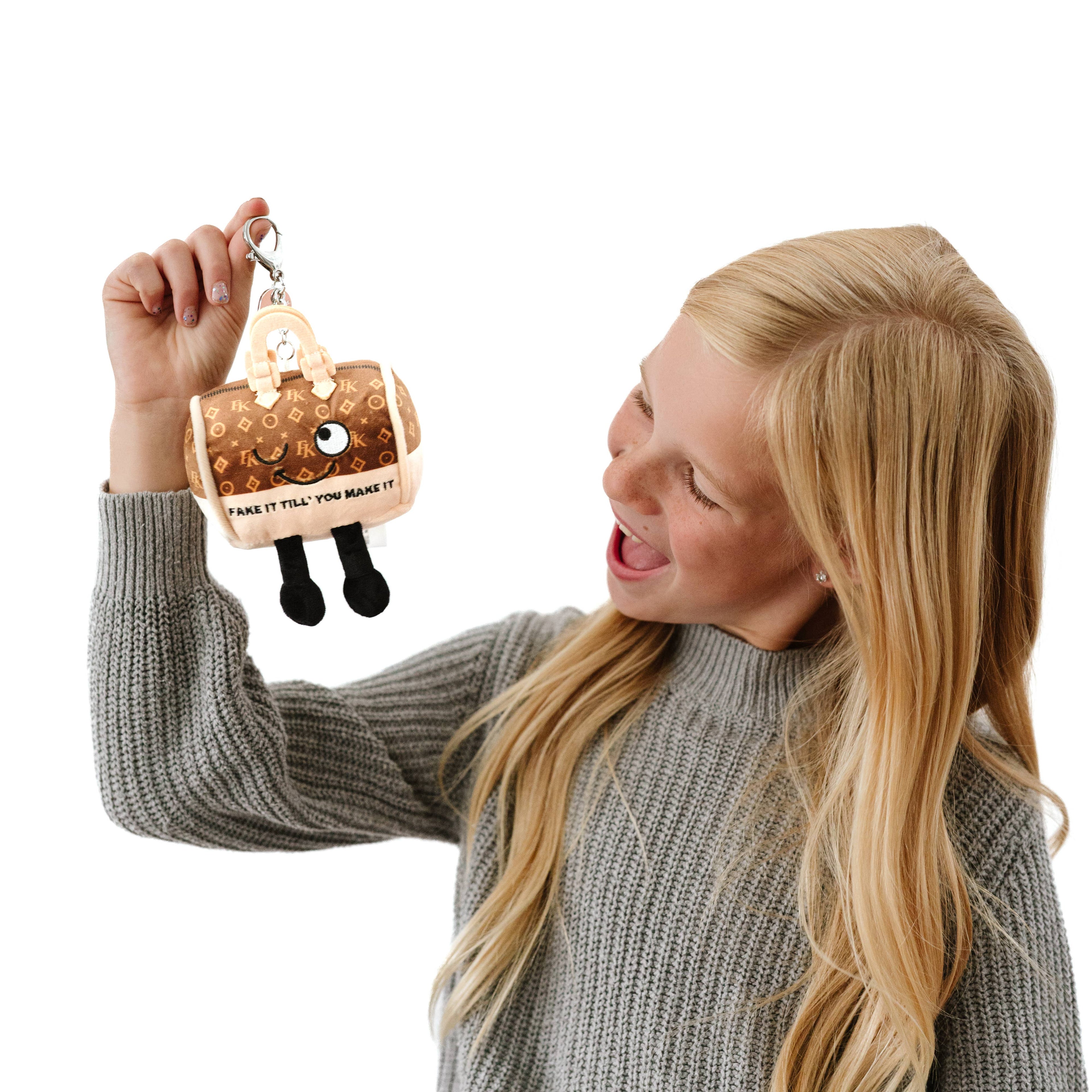Fake It Til You Make It Funny Plush Bag Charm