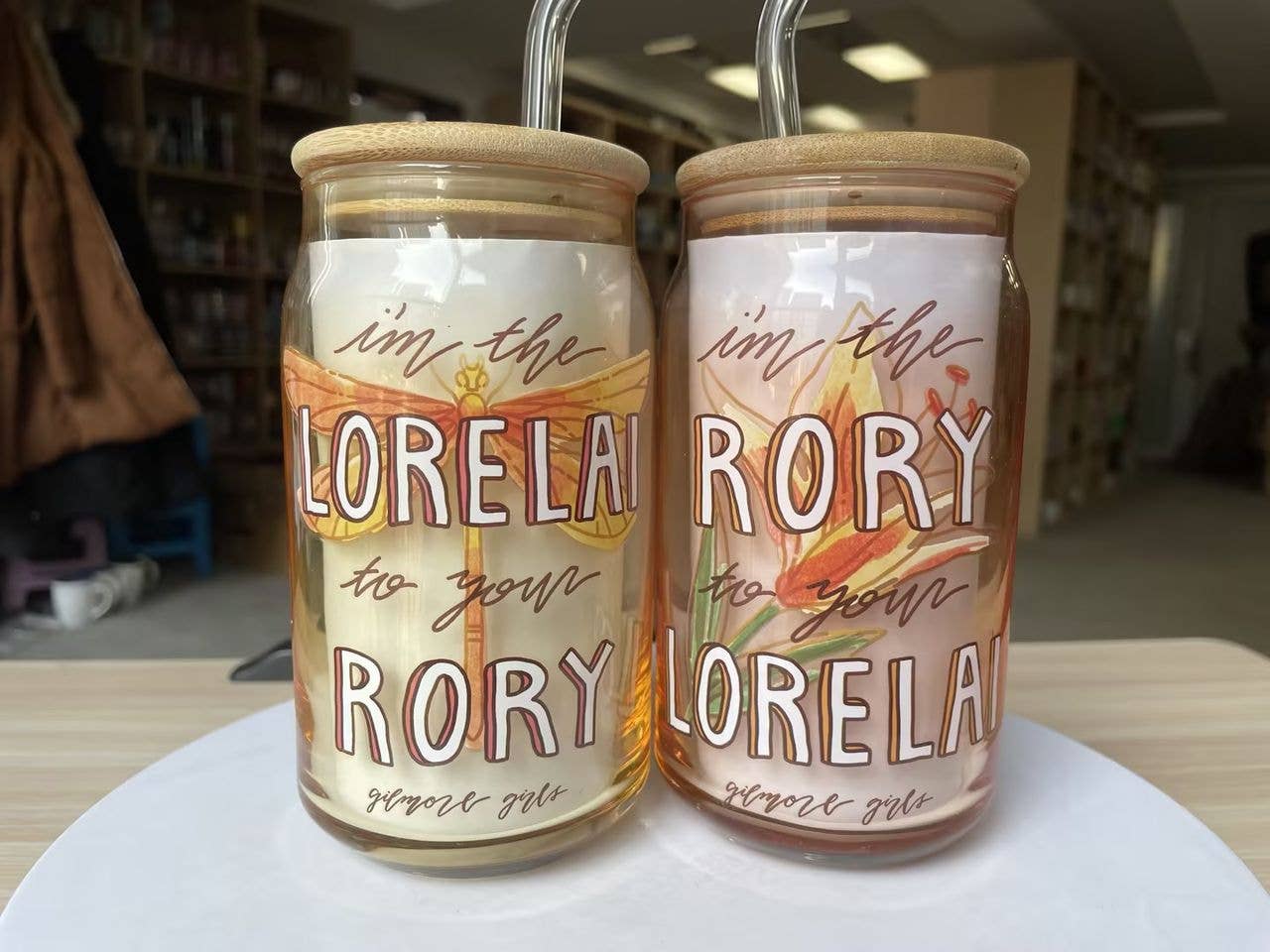 Gilmore Girls Rory Lorelai Script 2pk 16oz Glass Tumbler