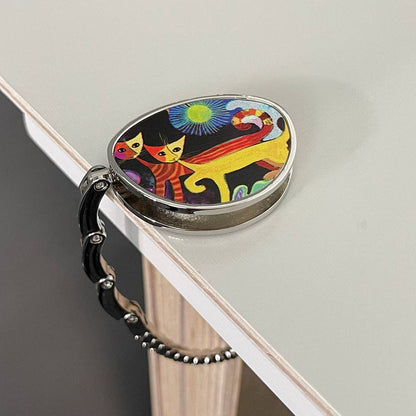 Foldable Purse Hook Hanger: Purple Baguette