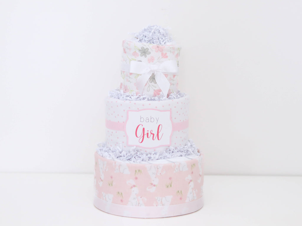 Baby Girl Bunny Diaper Cake Gift