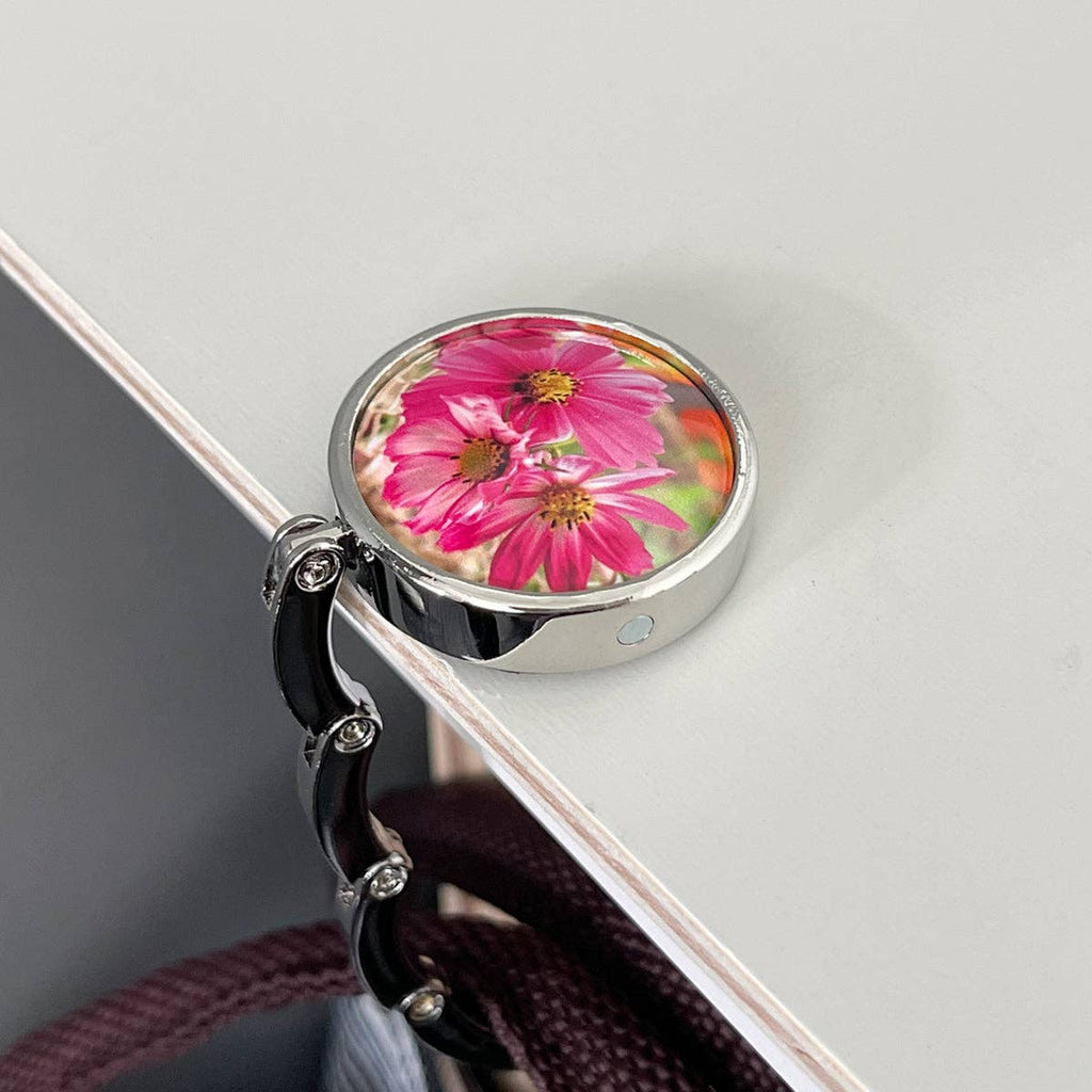 Foldable Handbag Hanger: Pink Daisies