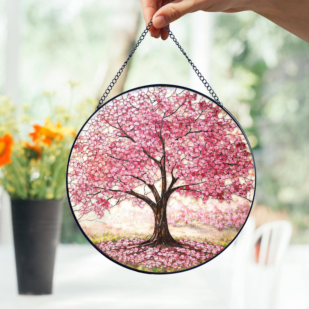 Cherry Blossom Tree Stained Glass Suncatcher