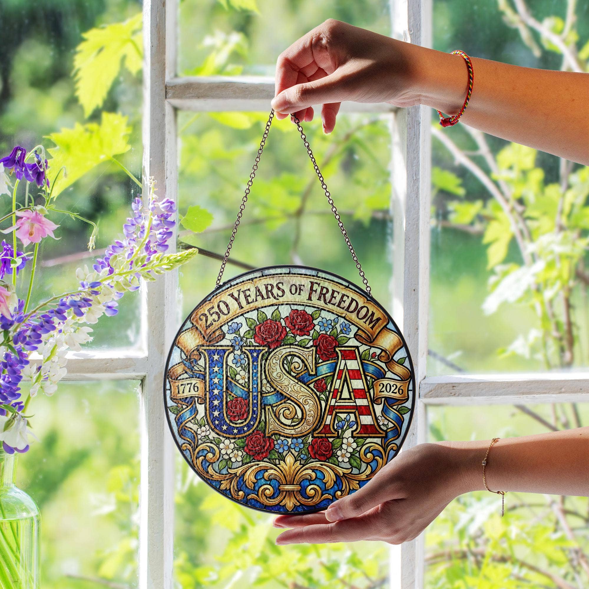 USA Stained Glass Suncatcher